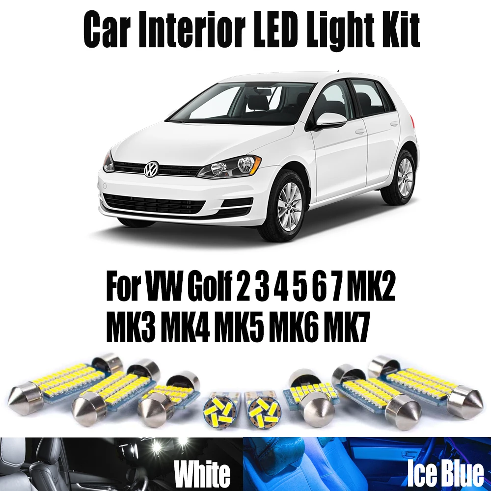 

Для VW Golf 2 3 4 5 6 7 MK2 MK3 MK4 MK5 MK6 MK7 Комплект ламп для чтения Canbus Автомобильный светодиодный внутренний светильник с картой купола для багажа, косметического зеркала
