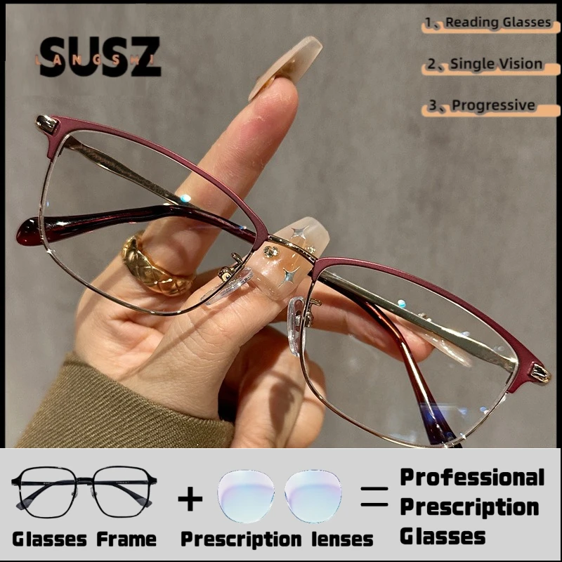 LS-SUSZ Ultralight Versatile Women Myopia Classic Retro Prescription Glasses Anti Blue Ray Multifocal Reading Optical Eyeglasses