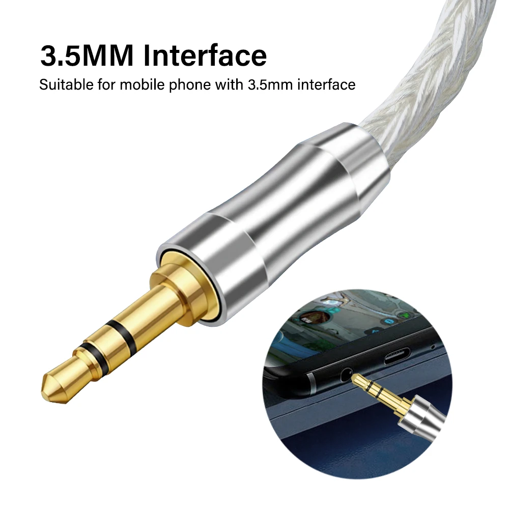 16 كور عالية النقاء خالية من الأكسجين النحاس الفضة مطلي كابل التوازن 3.55 مللي متر إلى MMCX 3.55 مللي متر إلى TE80 80S سماعة كابل #4