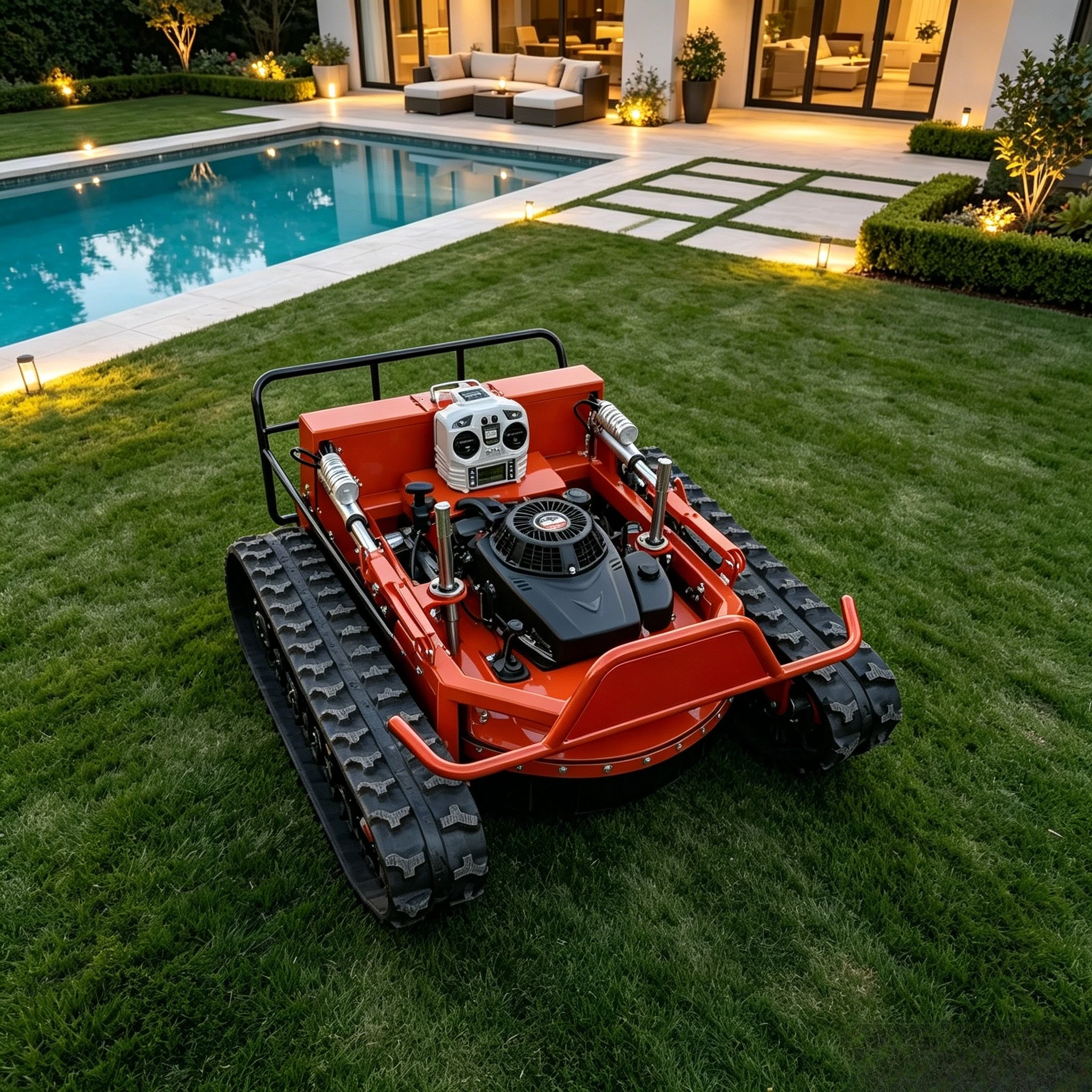 Powerful Remote Control Lawn Mower with Hydraulic Lift System and Crawler Tracks for Commercial Agricultural Grass Cutting