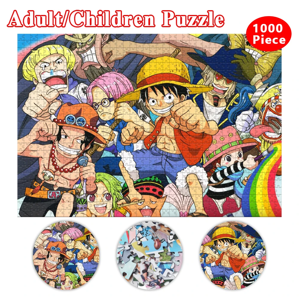 1000Pcs One Piece Jigsaw Puzzle Monkey D Luffy Roronoa Zoro Anime Puzzles Diy Cartoon Children Educational Toys Kids Gift