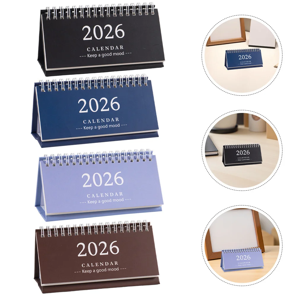 

4Pcs Desk Calendar 2026 Small Minimalist Standing Flip English Planner for Office Home Management Standing Calendar