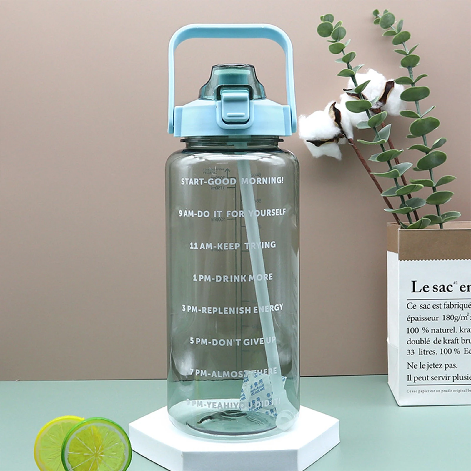 2000ml Plastic Water Bottle Leakproof Fast Flow BPA Free Clear Drinking Water Bottle for Outdoor Indoor Running Hiking