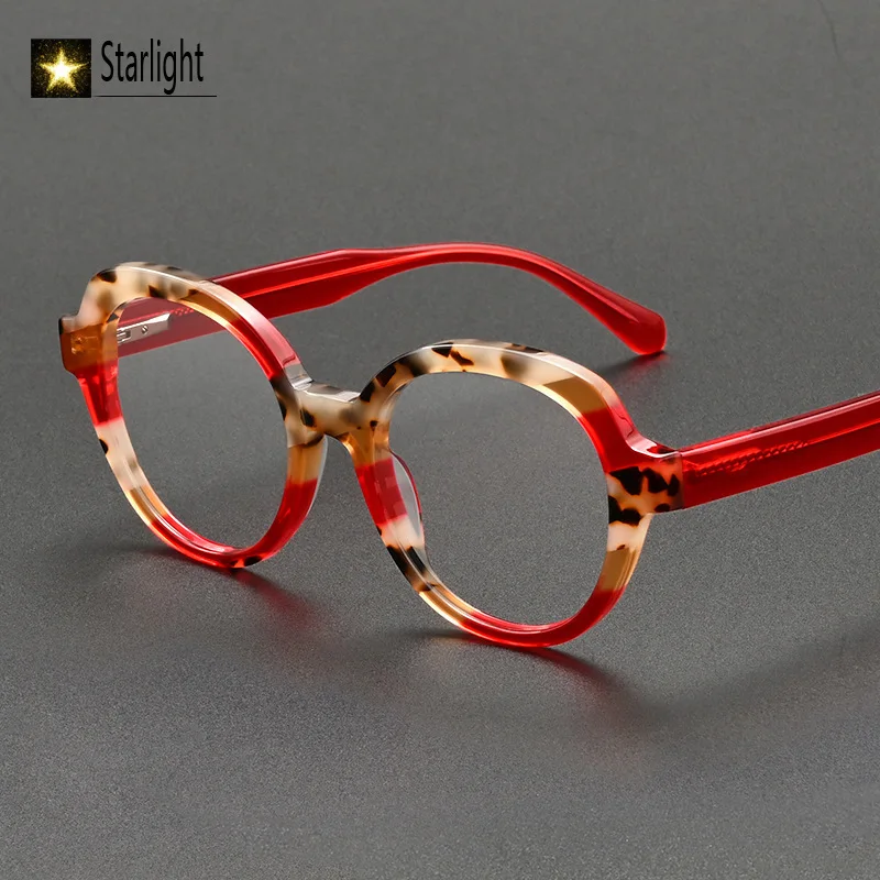 

2026 High Quality Color Acetate Glasses Frame Women Round Reading Eyeglasses Men Reading Myopia Hyperopia Eyewear Prescription