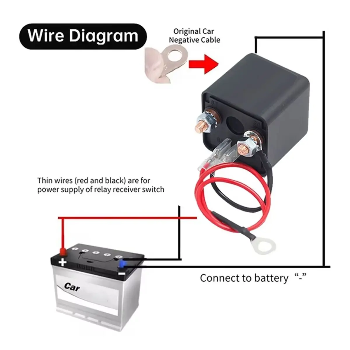 AU47-Wireless Remote Control Battery Relay Switch Car Starter, Remote Battery Disconnect Switch for 12v/24v Cars, Rvs