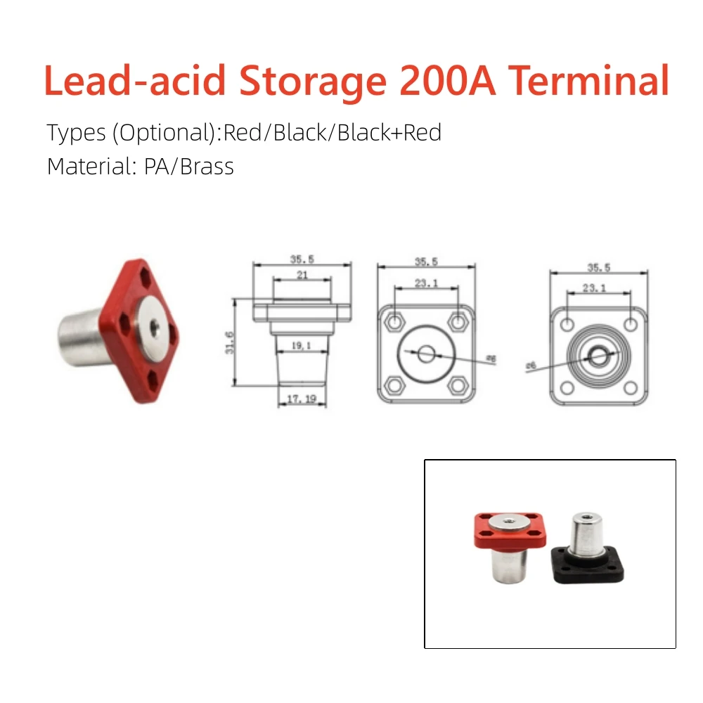 

Черный/красный свинцово-кислотный накопитель энергии, 200 А, разъем для хранения энергии, клеммная колодка для автомобильного накопителя энергии