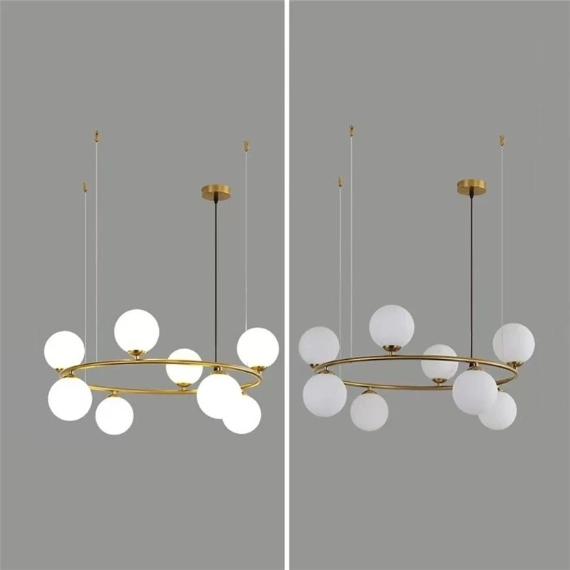 nordic creative pendant lights moderno leite branco vidro bola lustres altura ajustavel dourado preto metal lampada pendurada lampada g9 01