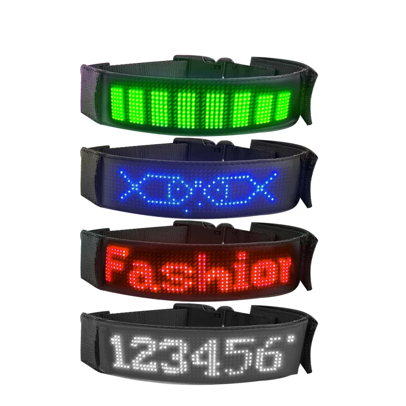 Verstelbare Gratis Grootte Lichtgevende Led Pet Collar Waterdichte Usb Led Light Up Safety Halsband Programmeerbare Led Display Halsbanden