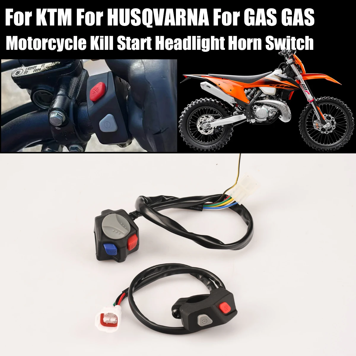 

Motorcycle HeadLight High-Low Beams Horn Kill Switch For KTM EXC EXC-F TPI 16-25 For Husqvarna TE FE EC 250 300 350 450 24-25