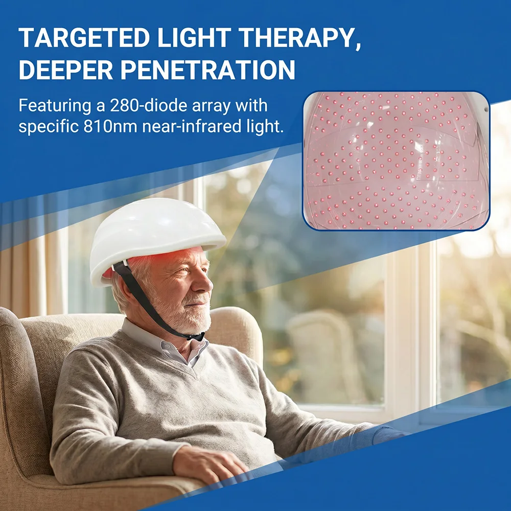 810nm Near Infrared Light Therapy Helmet Transcranial Photobiomodulation Device for Alzheimer's Dementia Stroke Rehabilitation