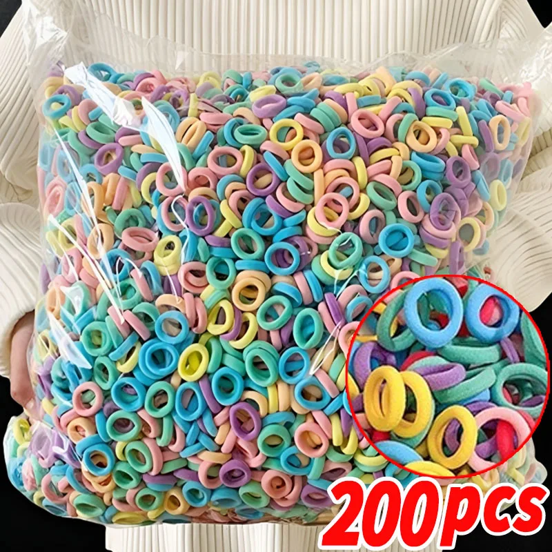 Colorful Nylon Elastic Hair Bands para mulheres e meninas, Ponytail Hold, Small Hair Tie, Rubber Bands, Scrunchie, Hair Accessories, 200 Pcs, 100Pcs