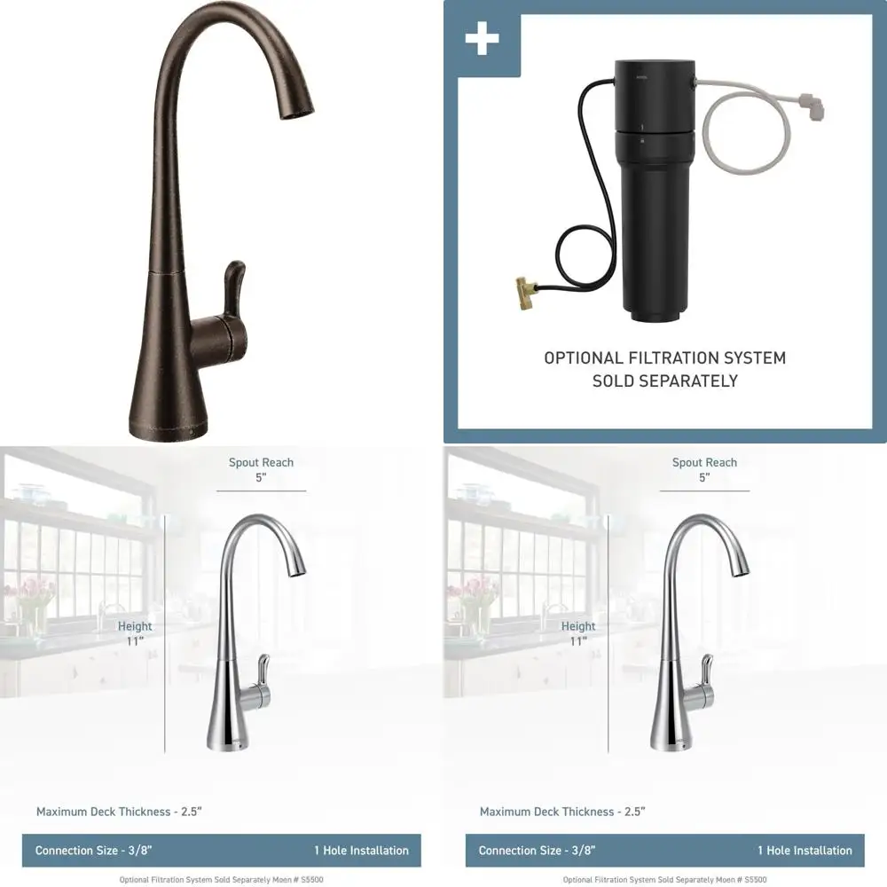 

Moen Transitional Style Oil Rubbed Bronze Cold Water Faucet with Optional Filtration, Model S5520ORB