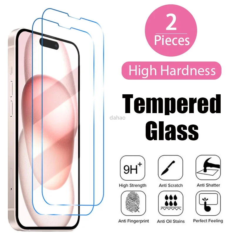 2PCS Tempered Glass for iPhone 11 12 13 14 15 Pro XR X XS Max Screen Protector for iPhone 15 14 12 Pro Max Mini 7 8 Plus Glass