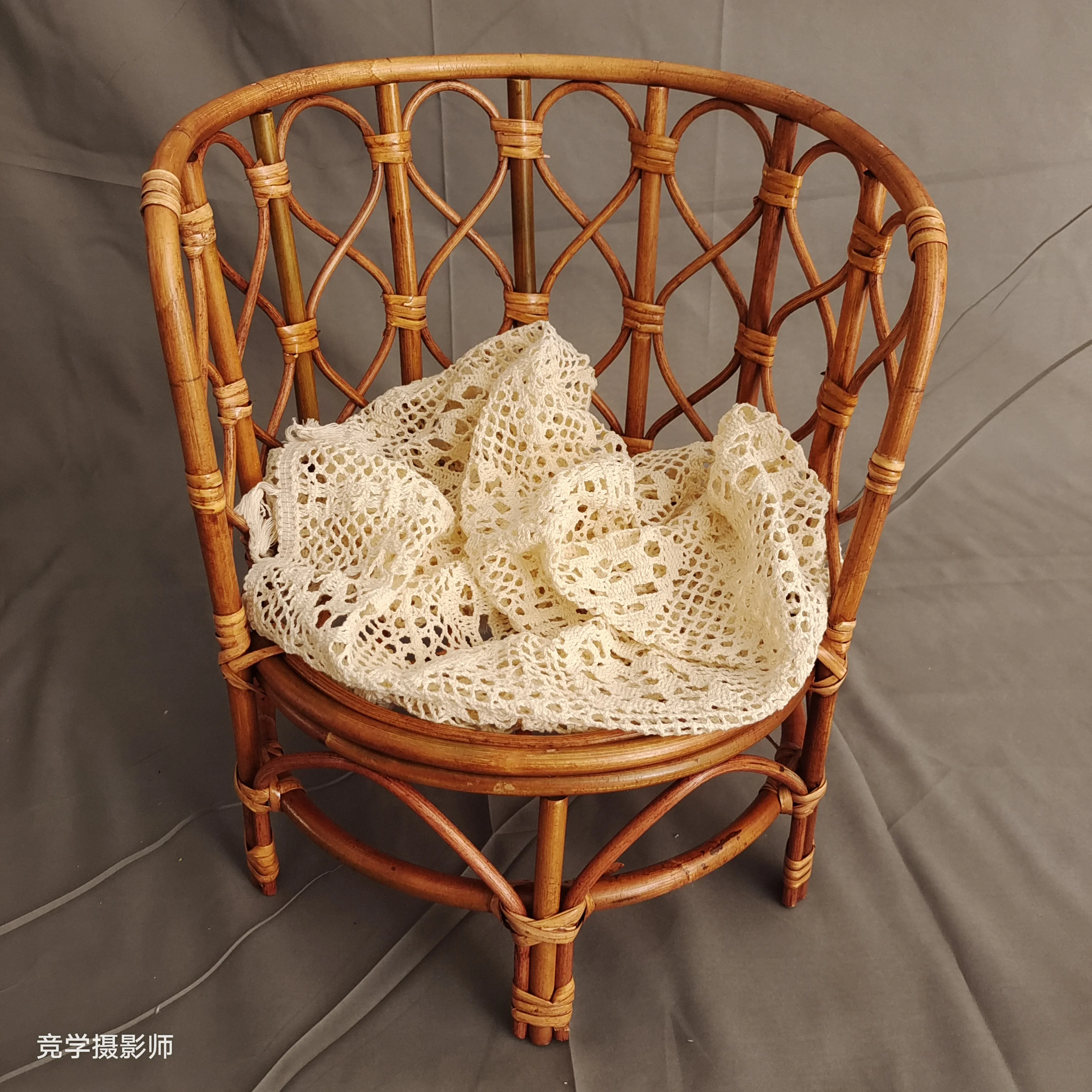 Newborn Photography Props Basket Handmade Vintage Bamboo Chair Newborn Photo Posing Props Baby Record Growth Kids Mini Chair