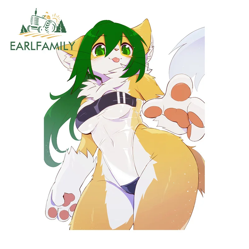 

EARLFAMILY 13cm x 9.9cm Furry Colorful Chest Car Stickers Custom Vinyl Animal Decal Graffiti Scratch-Proof Caravan Racing Decor