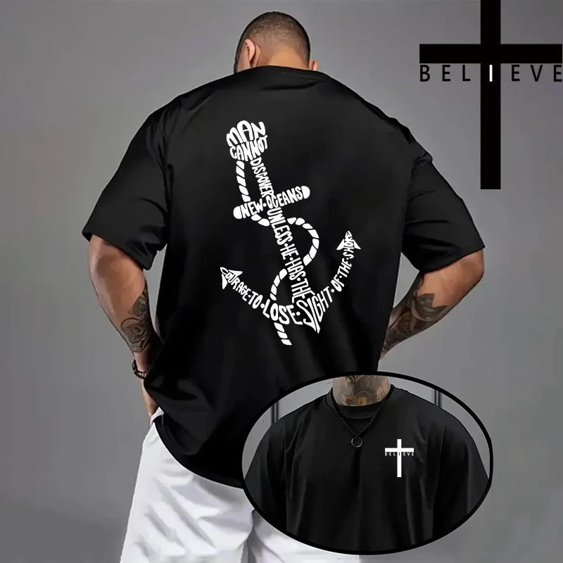 Frühling Sommer Täglich Casual Mode Jesus Kreuz Baumwolle Tees Christus Drucken T-shirt Männer Hohe Qualität Reine Farbe Kurzarm Top – Detail 6