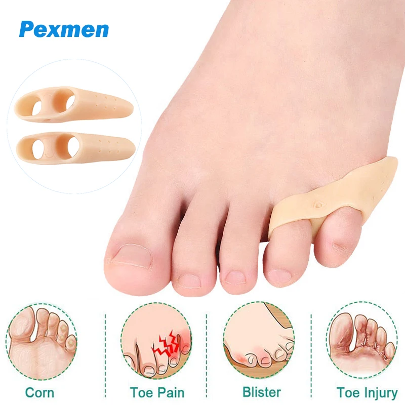 Pexmen 2/4Pcs Gel Little Toe Pads Corrector Soft Silicone Pinky Toe Protector Pain Relief Reduce Blisters Corns and Friction