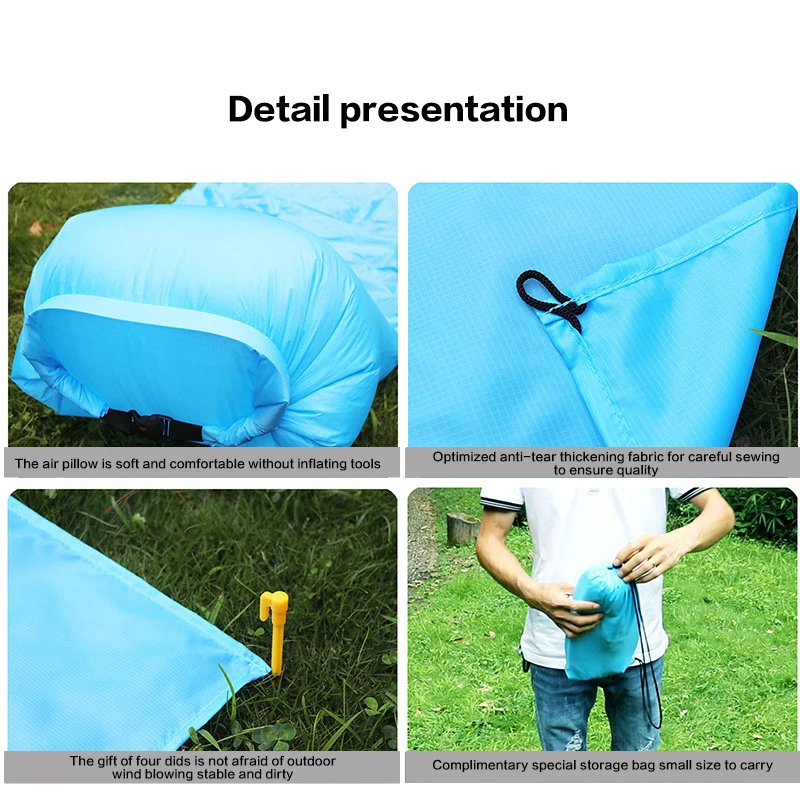 Outdoor portable sofa quick inflatable with pillow waterproof mat lazy bag beach sofa multi-use