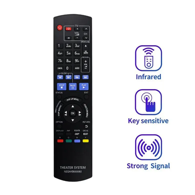 DT21 N2QAKB000082 Replacement Remote Control for Panasonic Blu-Ray Disc Player DMP-BD65 DMP-BD45, Black, Durable
