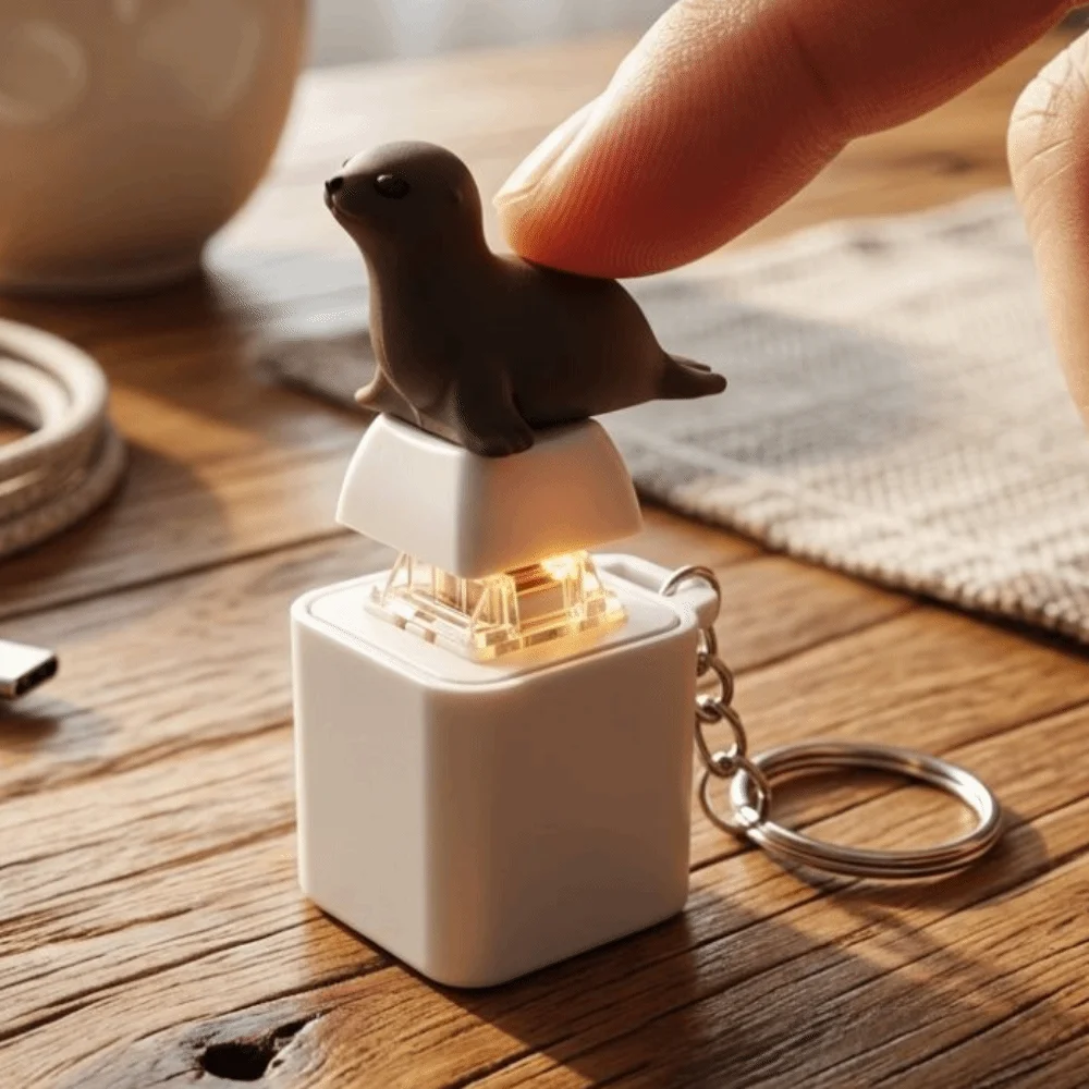 LED Light Animal Glowing Sound Keychain Clicky Sounding Cartoon Animal 3D Mechanical Button Click Plastic Novelty