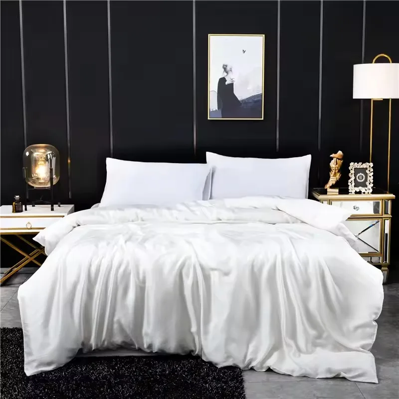 Luxury Silky 100%Lyocell Fiber Duvet Cover Solid Comforter/Quilt Cover King Single Size Summer Grey Home Hotel Bedding 200*230cm