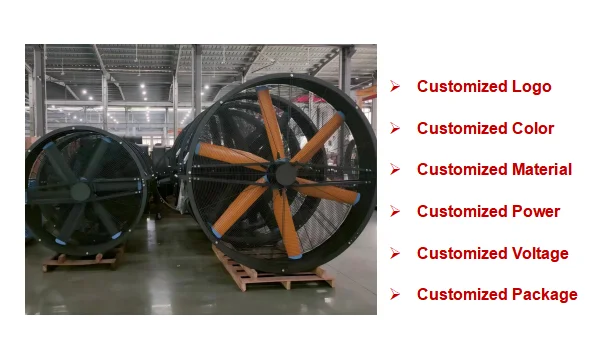 1.5m 220V Industrial Movable Air Cooling Fan 1500mm Free Standing  Motor IP55 Protection  Quiet 20-30m Coverage for Industrial