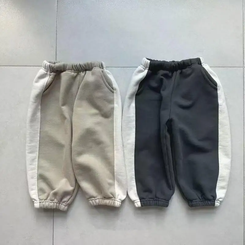 

2025 Autumn New Baby Casual Pants Cotton Children Sweat Pants Boys Girls Loose Trousers Solid Toddler Harem Pants Kids Clothes