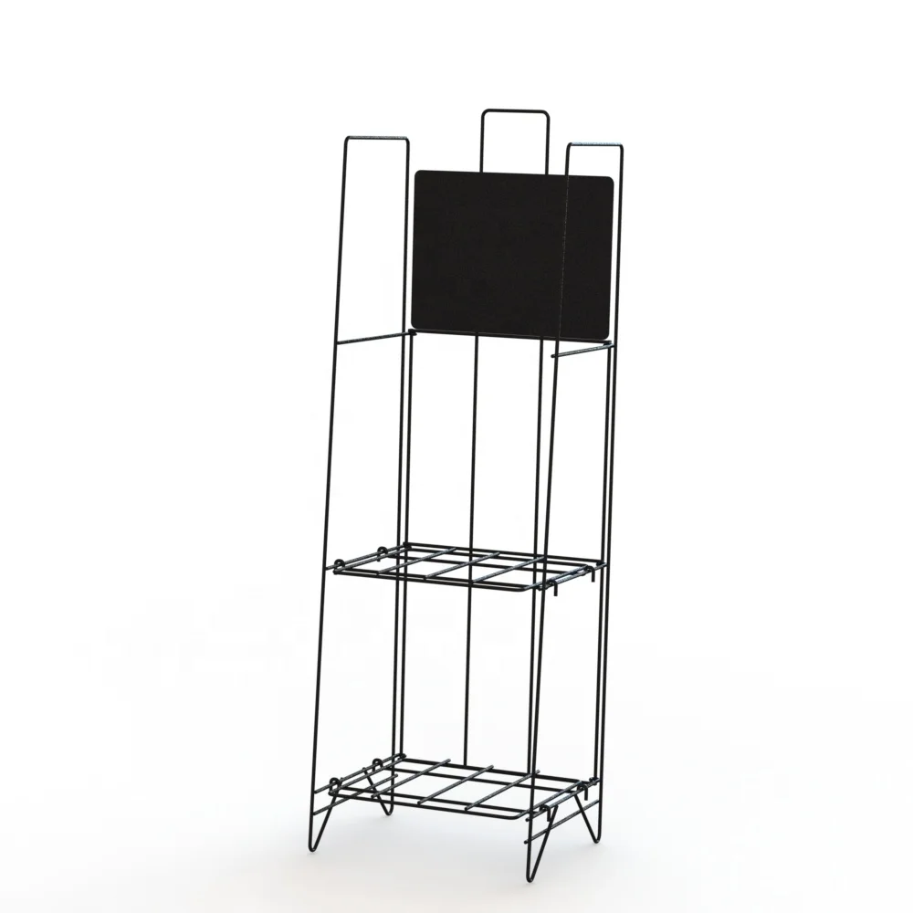 Cheaper Newspaper 2 Wire Shelves Display Racks Metal Floor Magazines Display Stand Metal POP Shelf Display Rack