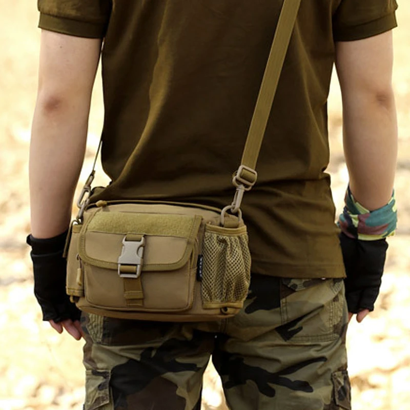 Men Waist Fanny Pack Shoulder Cross body Chest Bag Travel Hiking Climb Water Bottle Military Nylon Messenger Hip Bum Belt Bags