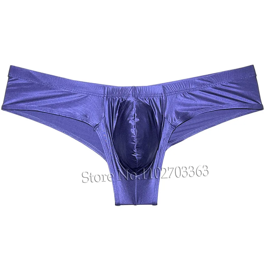 Man Shiny Silk Mini Bikini Briefs Underwear Enhance Bulge Pouch Panties Sexy Solid Underwear Bikini For Gentleman