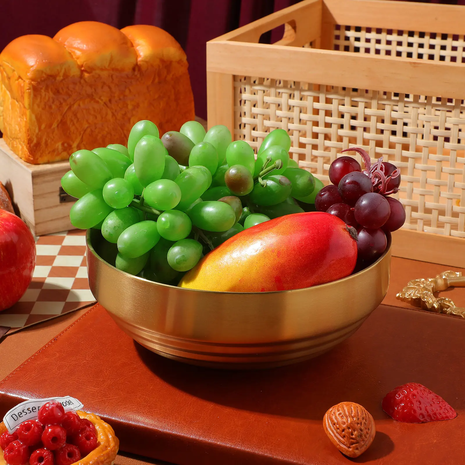 

Stainless Steel Rounded Bowl Storage Bowl For Key Trinkets Korean Style Anti-scald Large Salad Soup Bowls table fruits container
