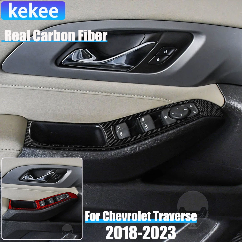 

Real Carbon Fiber Car Accessories Front Window Lift Cover Soft Sticker For Chevrolet Traverse RS LT 2018 2019 2020 2021 2022 23