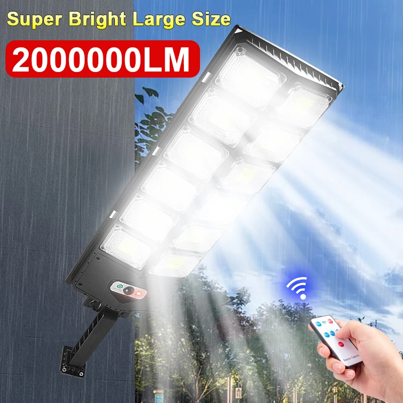 

1008 LED Outdoor Solar Garden Light 2000000LM External Solar Lamp With Remote Control 3 Modes Solar Induction Wall Lamp For Yard