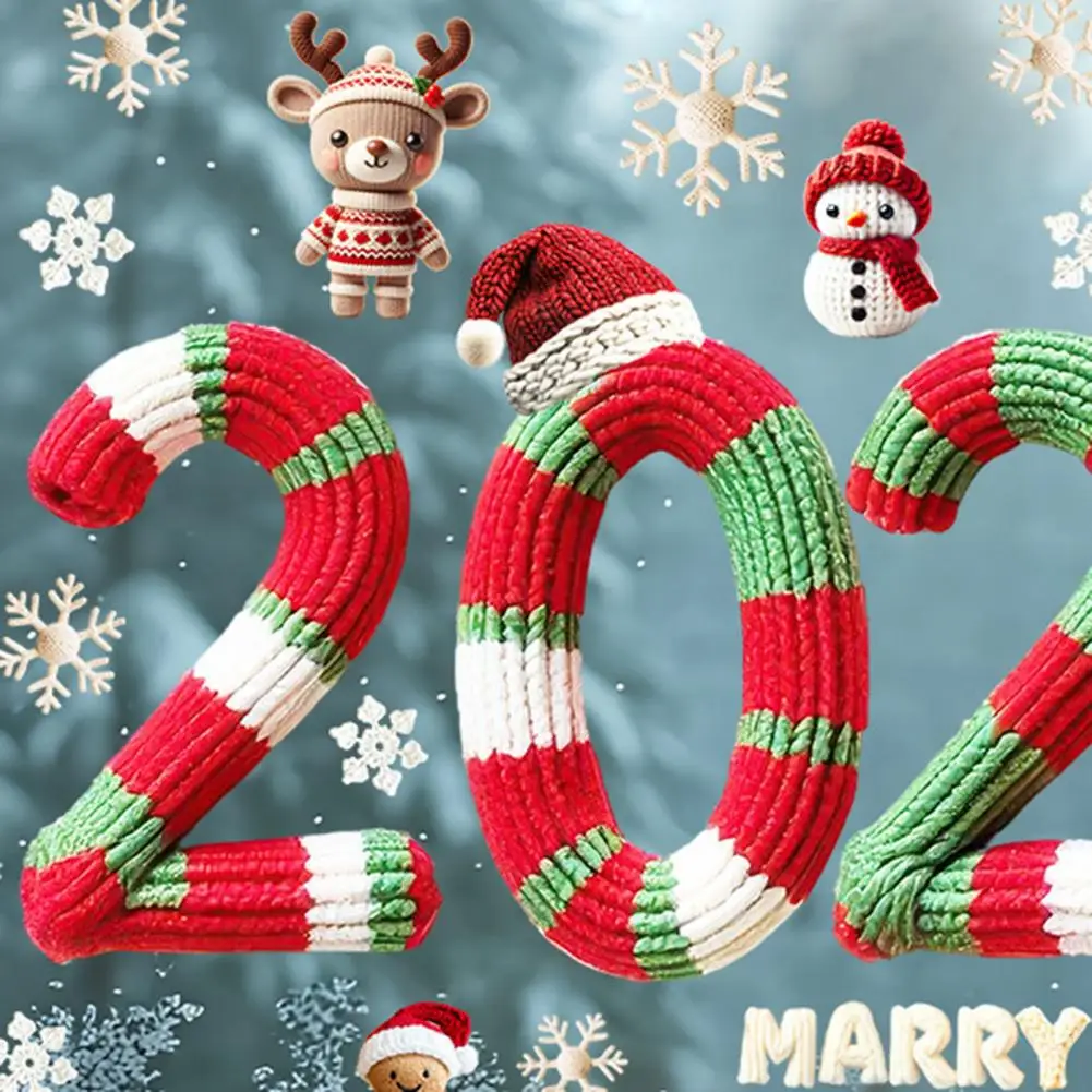 نافذة عيد الميلاد مقاوم للماء PVC الحياكة 2026 ندفة الثلج شجرة جرس ثابت الزجاج ملصق عطلة الطرف الديكور ملصق مائي #5