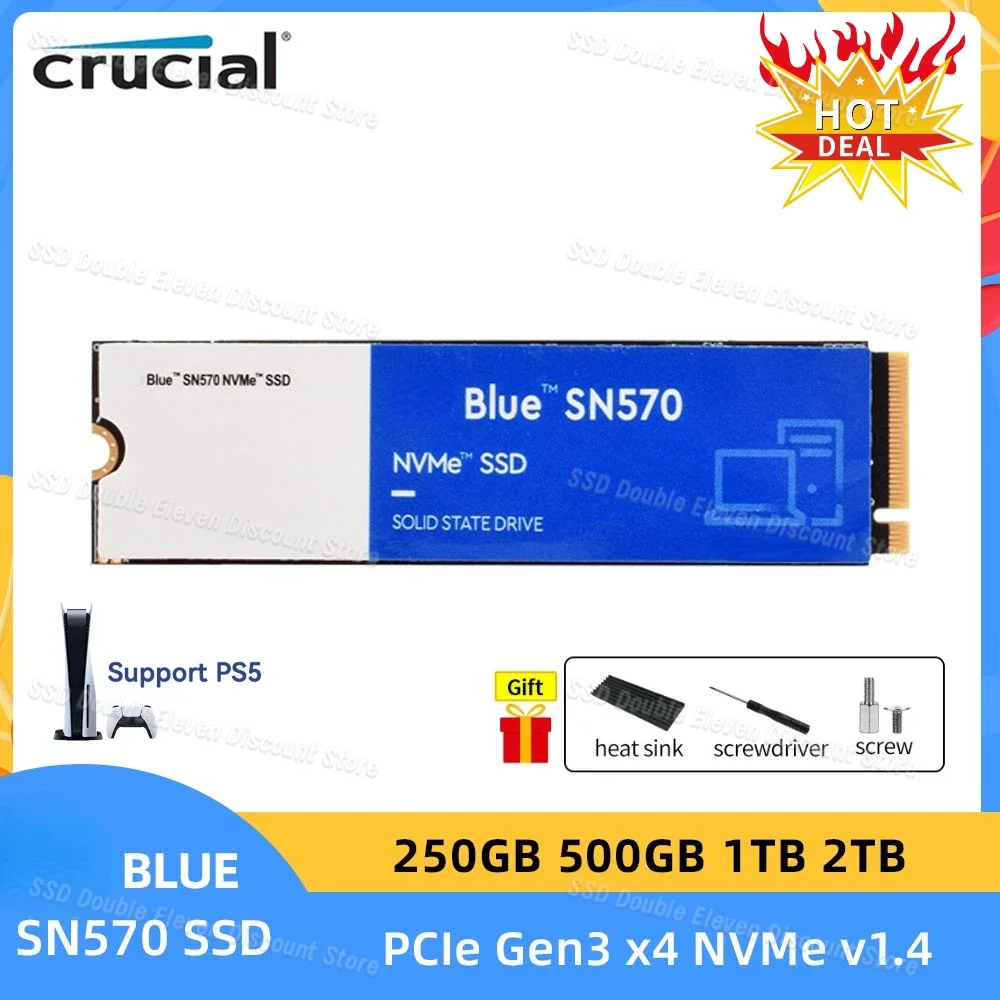 

Blue SN570 NVMe 250GB 500GB 1TB 2TB SSD M.2 2280 Internal Solid State Drive For Laptops PC