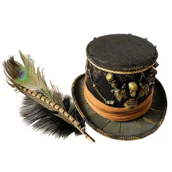 New Steampunk Retro Pirate Hat Halloween Cosplay Triangula Skull The Mad Hatter Magician Hat Accessories Headwear High Quality