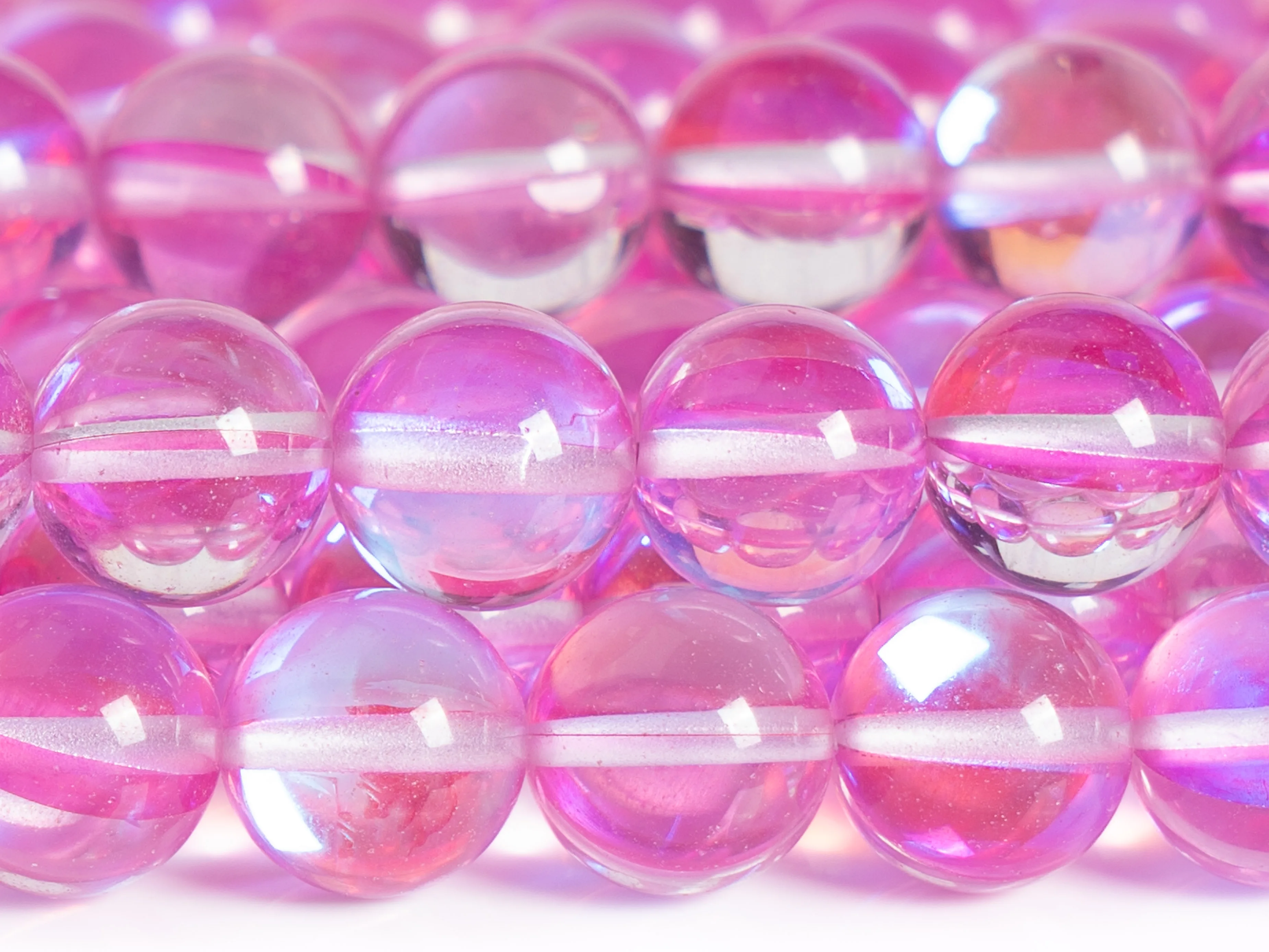 

Pink Mystic Aura Quartz Beads Round Loose Beads Round Size Options 6/8/10/12mm for Jewelry Making