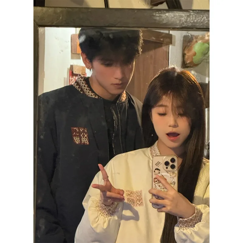 Female Male Winter Tops Coat Cotton-padded Clothes Jacquard Montage Simple Leisure Design Fashion Senior Soft Versatile Thin New