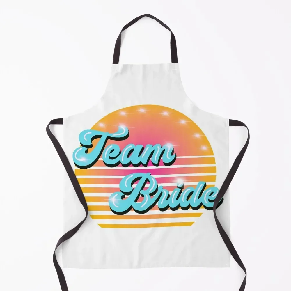 Team Bride groovy vintage style Apron kitchen jacket woman Women's Dress Men's Kitchen Apron