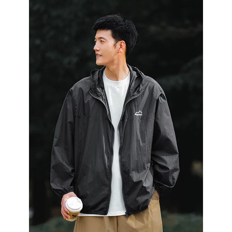 

BDLS Studio Lightweight Hooded Sun Protection Clothing Men's Women's Summer Anti-Uv Upf50 Jaet Top Thin Long Sve Loose Fit