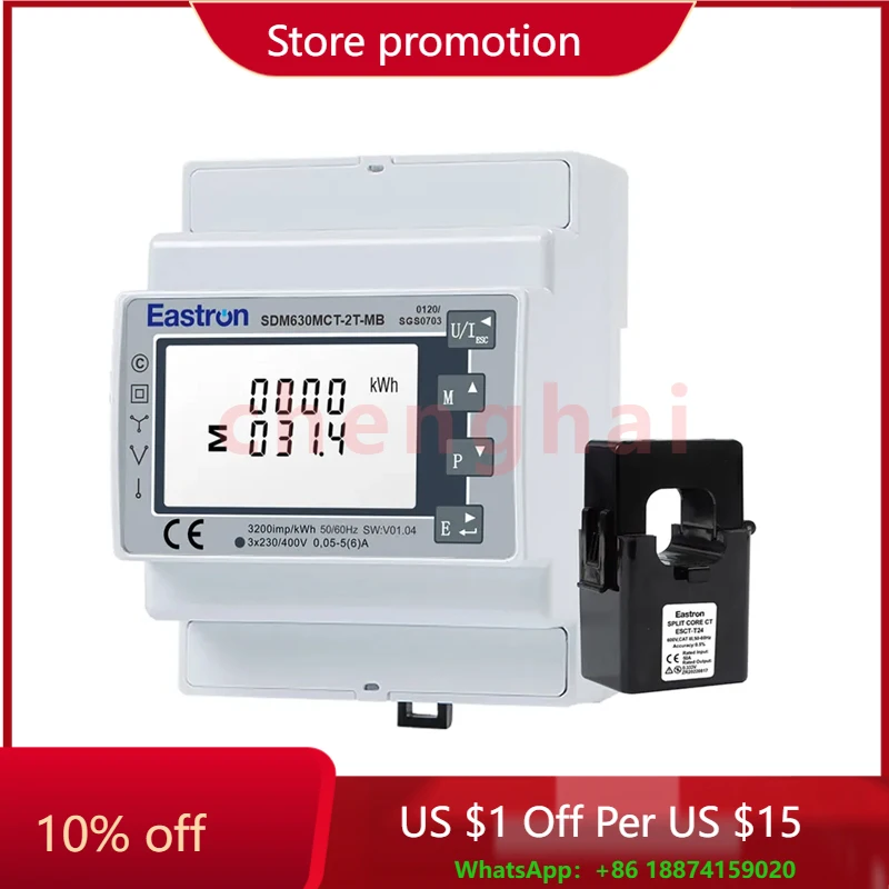 

SDM630MCT-2T-MB CT Operated M-Bus EN13757 Class 0.5S Accuracy Dual Power Source 3 Phase DIN Rail Smart Energy Meter