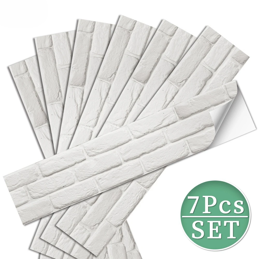 

Farmhouse Brick Wall Panels Self-Adhesive - Oil-Proof White Paint Stickers for Kitchen Backsplash & Staircase RS08