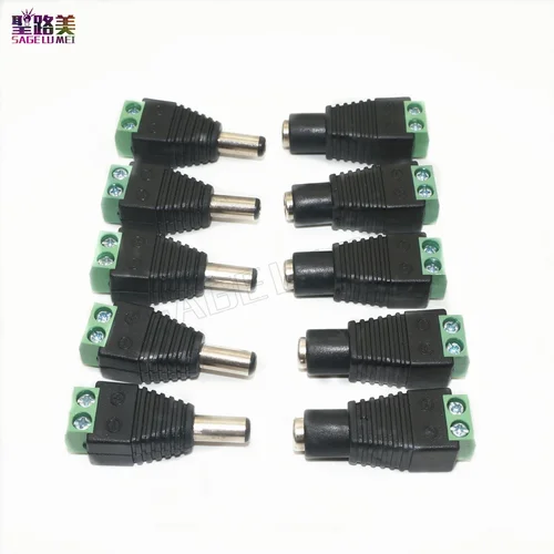 Imagen 2 del producto 10 Uds conector CC led adaptador de corriente CC de 2 pines enchufe de 5,5mm x 2,1mm conector Jack macho a hembra para cámara CCTV de tira LED