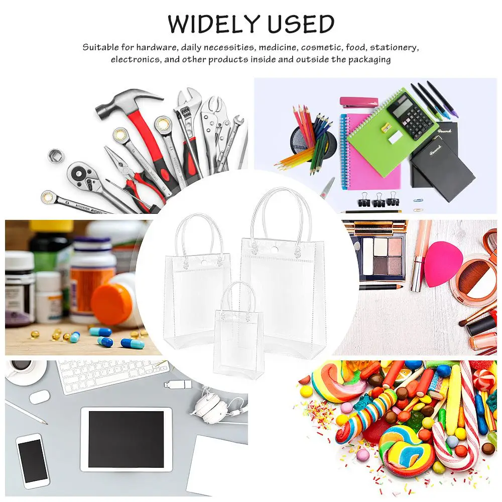 Transparent PVC Handbag Christmas Gift Packaging Bags With Handles Shopping Travel Clear Tote Jelly Bag Shoulder Makeup Bags