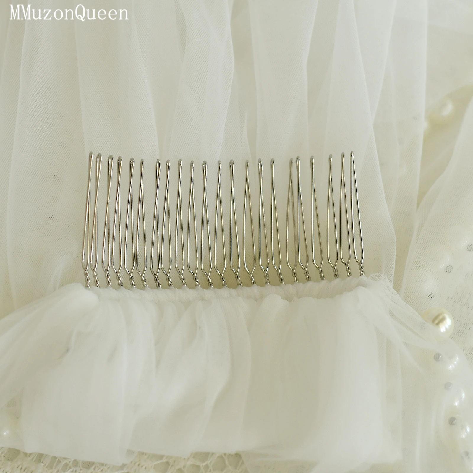 TOPQUEEN V119 أنيقة اللؤلؤ مطرز الحجاب الزفاف 1 متر طويل طبقة واحدة اللؤلؤ طرحة الزفاف اكسسوارات الزفاف للتخصيص