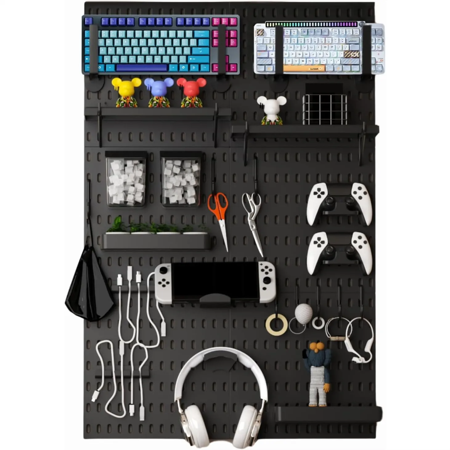 Peg Board Wall Organizer for Gaming Setup, 33