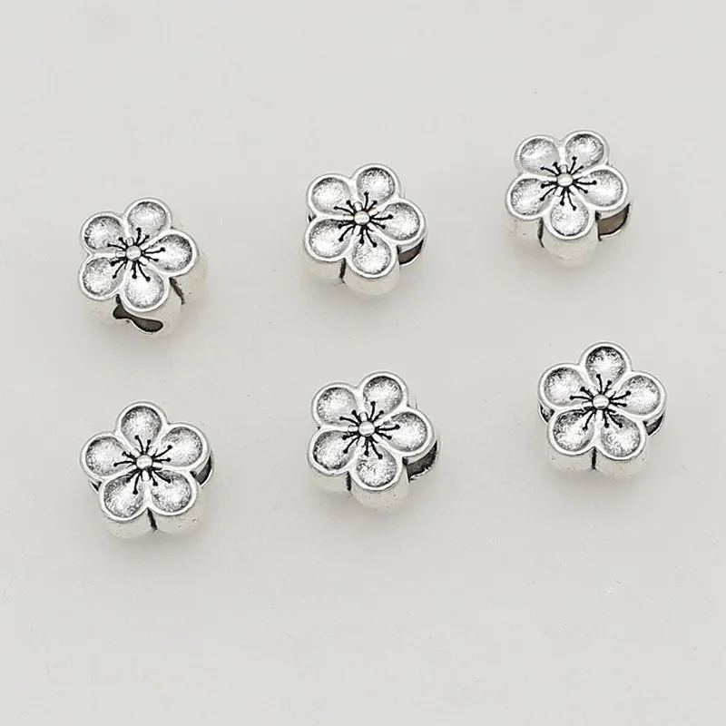 20pcs/Lot Sweet Bring Love Peach Flower Loose Beads 10x7mm Big Hole Bracelets Thread Cubic Solid Spacers DIY Jewelry Findings image 2