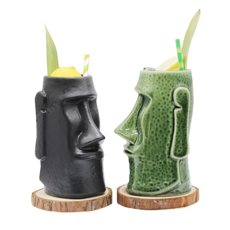 1PCS  Ceramic Tiki Mugs Art Crafts Creative Hawaii Mugs Easter Island Tiki Mug 650ml