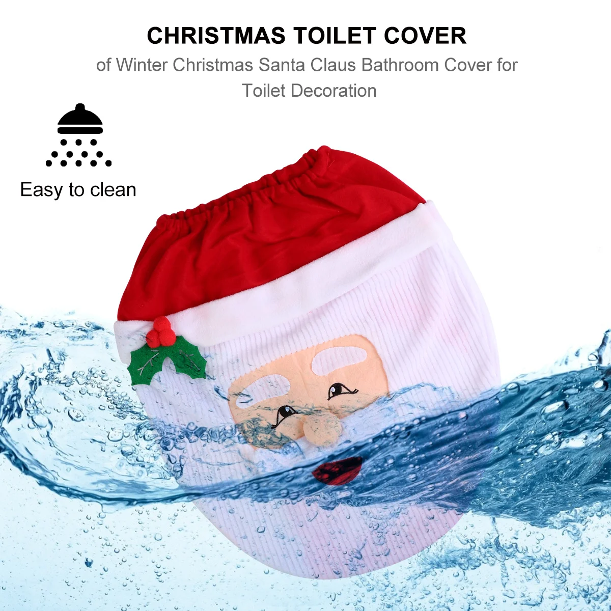 

1Set Christmas Toilet Cover Set Santa Claus Flannel Warm Toilet Tank Tissue Box Cover Decorative Bathroom Floor Mat