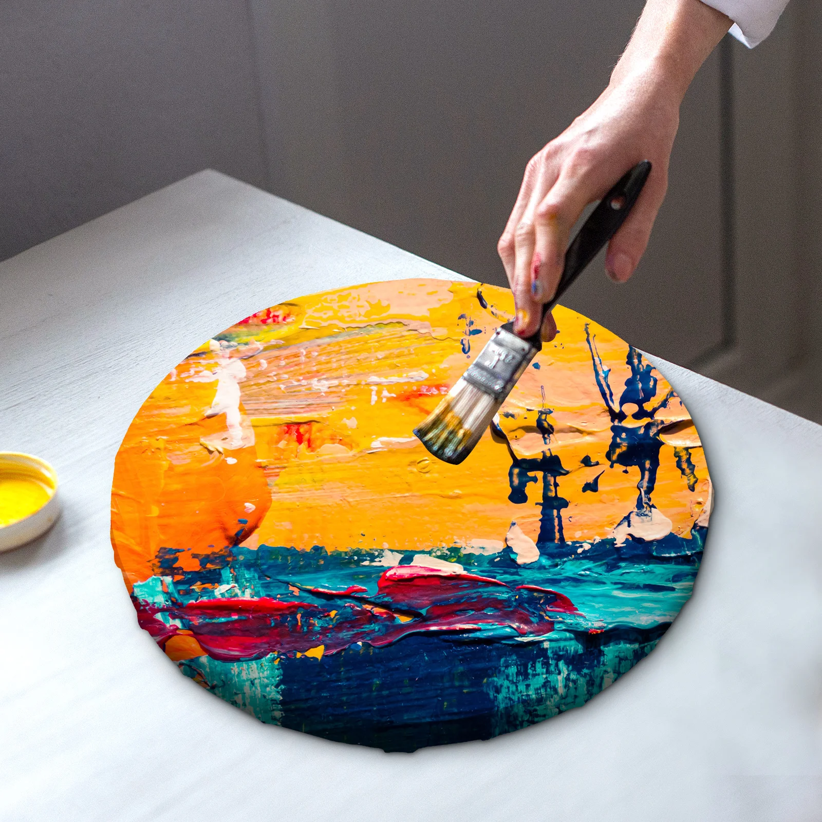 Round Canvas Painting Panel Blank Canvas Board for DIY Oil Acrylic Watercolor Painting Multi-Purpose Artist Drawing Board